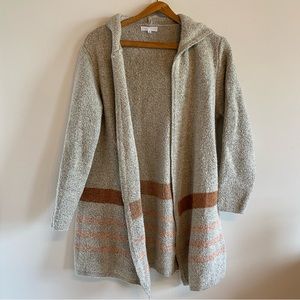 HOODED KNIT COLOUR-BLOCK CARDIGAN